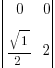 delim{|}{matrix{2}{2}{0 0 sqrt{1}/2 2}}{|}